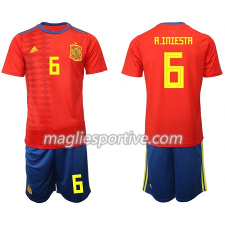 Completo Calcio Spagna A. INIESTA 6 Bambino Divisa Prima 2019